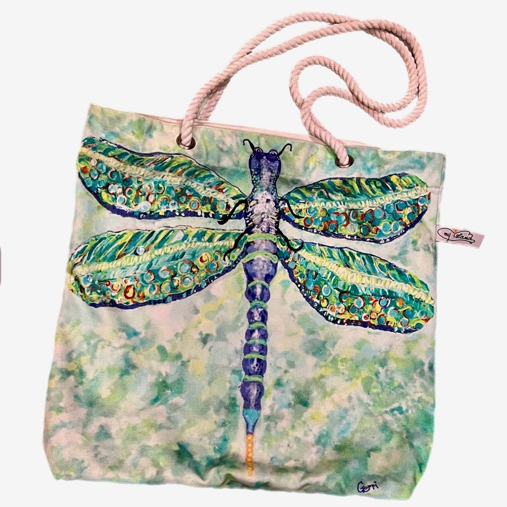 NEW DRAGONFLY CANVAS TOTE/BEACH BAG
